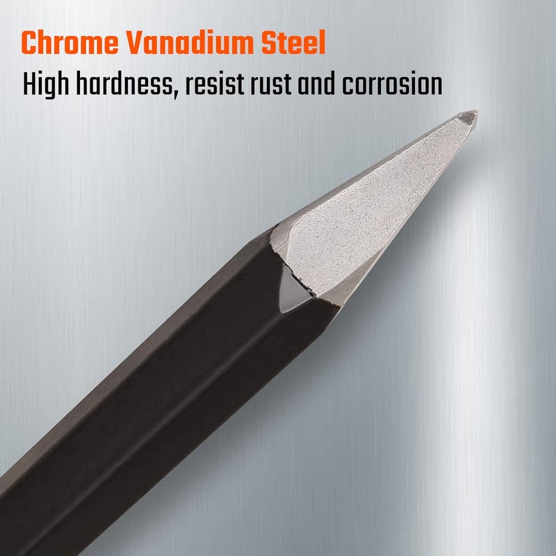 Vanquish 12 Inch Concrete Heavy Duty Cold Chisel with Pointed Head and Bi-Material Hand Guard for Masonry (4710) - Image 4