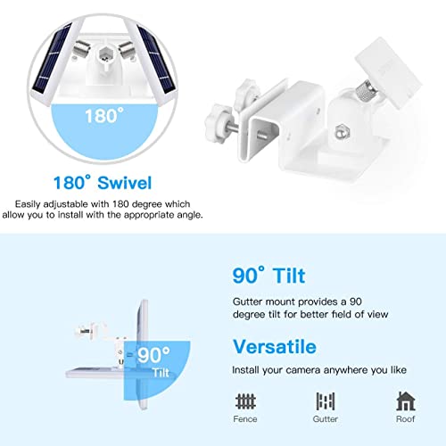 OkeMeeo Gutter Mount for Ring Solar Panel, No-Drill Mount for Arlo, Eufy, Reolink Solar Panel for Maximum Sunlight Exposure (White, 1Pack) - Image 2