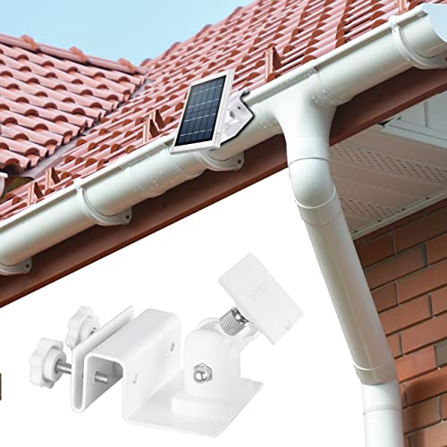 OkeMeeo Gutter Mount for Ring Solar Panel, No-Drill Mount for Arlo, Eufy, Reolink Solar Panel for Maximum Sunlight Exposure (White, 1Pack) - Image 1