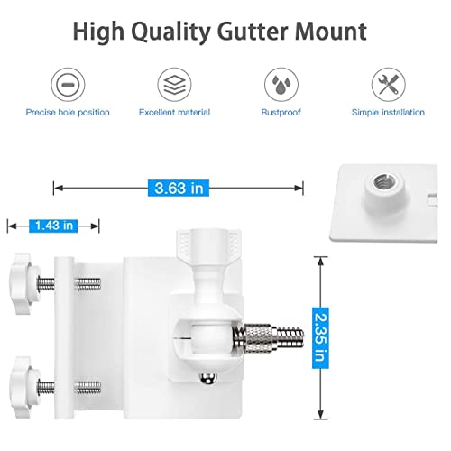 OkeMeeo Gutter Mount for Ring Solar Panel, No-Drill Mount for Arlo, Eufy, Reolink Solar Panel for Maximum Sunlight Exposure (White, 1Pack) - Image 4