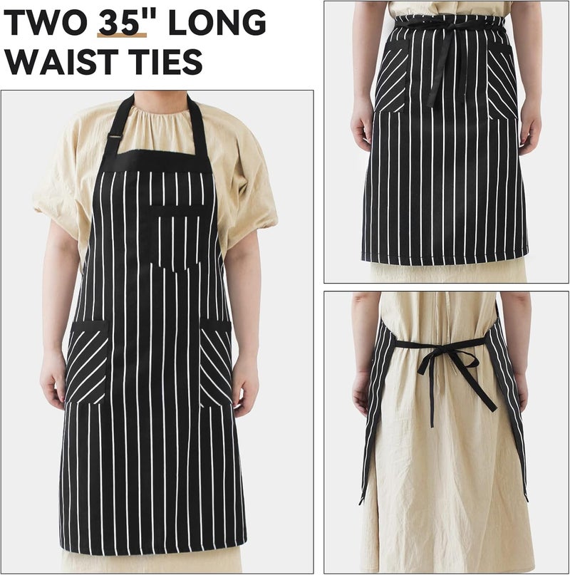 NLUS 2 Pack Kitchen Cooking Aprons, Adjustable Bib Soft Chef Apron with 2 Pockets for Men Women - Image 5