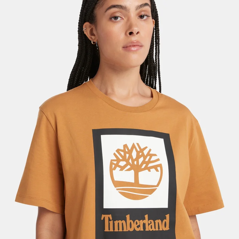 Timberland Brown Men's Square Stack Logo T-Shirt for Men | Best Price UAE