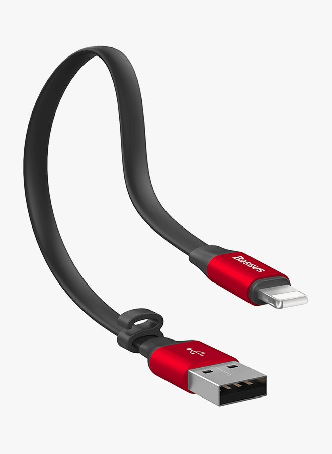 بيسوس كابل نيمبل USB-A إلى Lightning مسطح ومحمول بطول 23 سم لشحن ومزامنة آيفون/آي باد/إيربودز لآيفون 13، 12، 11، 11 برو، 11 برو ماكس، XS، XS ماكس، XR، X، 8SE/8/8 بلس والمزيد أحمر وأسود - Image 2