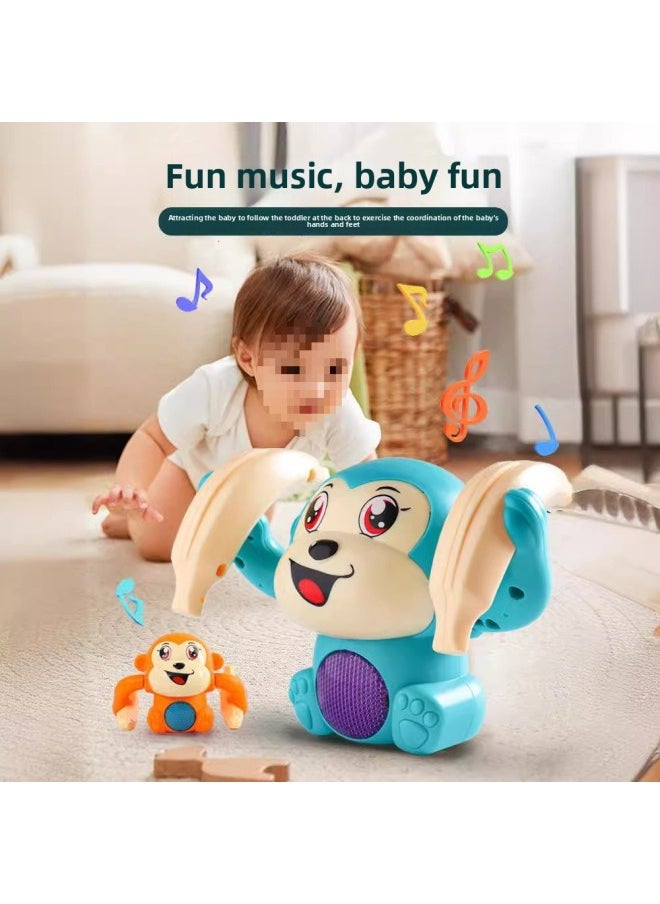 Generic - Children's Roll Monkey Electric Voice-Controlled Luminous Toy Somersault Little Monkey Baby Exercise Head-up Crawl-Color:Upgrade [blue❤️26 Songs] Rechargeable Model⭐Voice Controlled Tumbling Monkey-official Standard Configuration - Image 1
