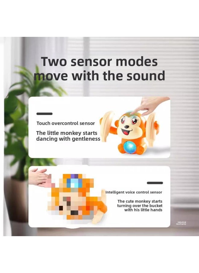 Generic - Children's Roll Monkey Electric Voice-Controlled Luminous Toy Somersault Little Monkey Baby Exercise Head-up Crawl-Color:Upgrade [blue❤️26 Songs] Rechargeable Model⭐Voice Controlled Tumbling Monkey-official Standard Configuration - Image 1