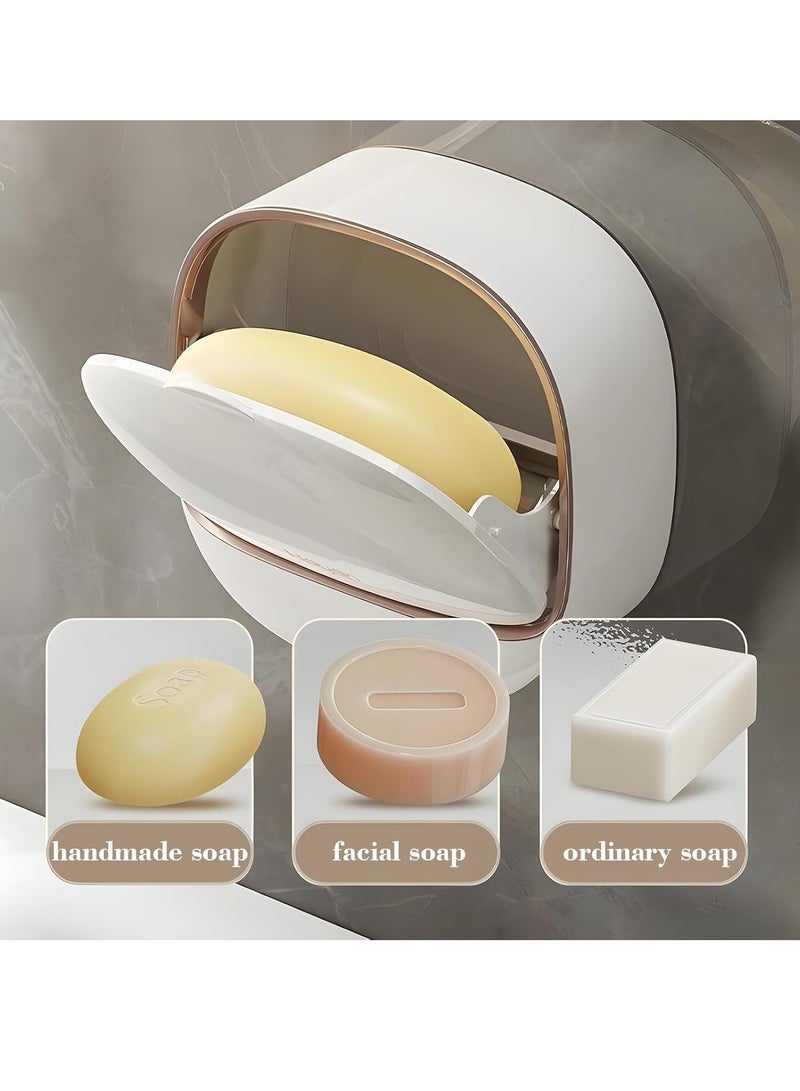 Soap Dish With Drain Bowl, Wall Mounted Non-Porous Leak-Proof Soap Dish, Folding Soap Stand, Portable Soap Container For Bathroom, Kitchen And Travel - Image 2