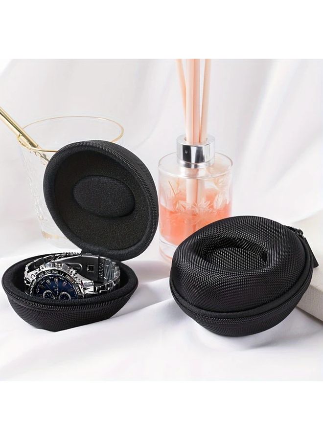 Black Portable Travel Watch Case For Smartwatches And Mechanical Watches Durable Mesh Design With Zipper Closure Compact Lightweight Storage Solution Smartwatch Protection Mesh Texture Design Secure Storage. - Image 5