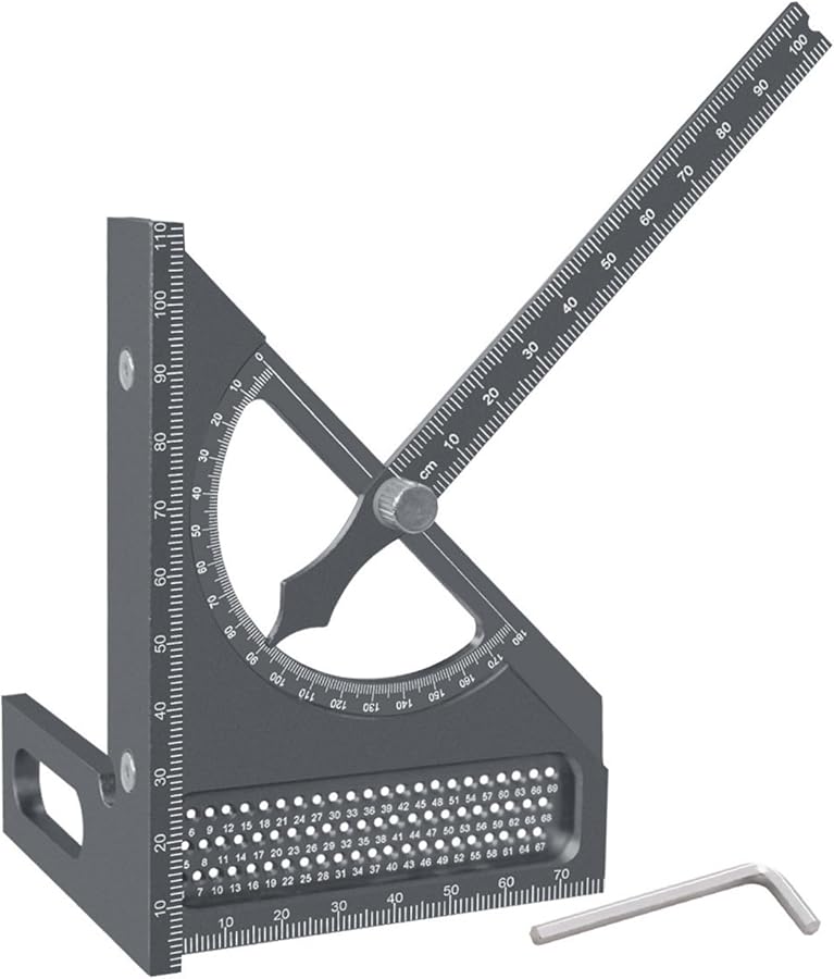 Aluminum Alloy Woodworking Protractor 180 Degree Adjustable Angle Measuring Tool - Image 2