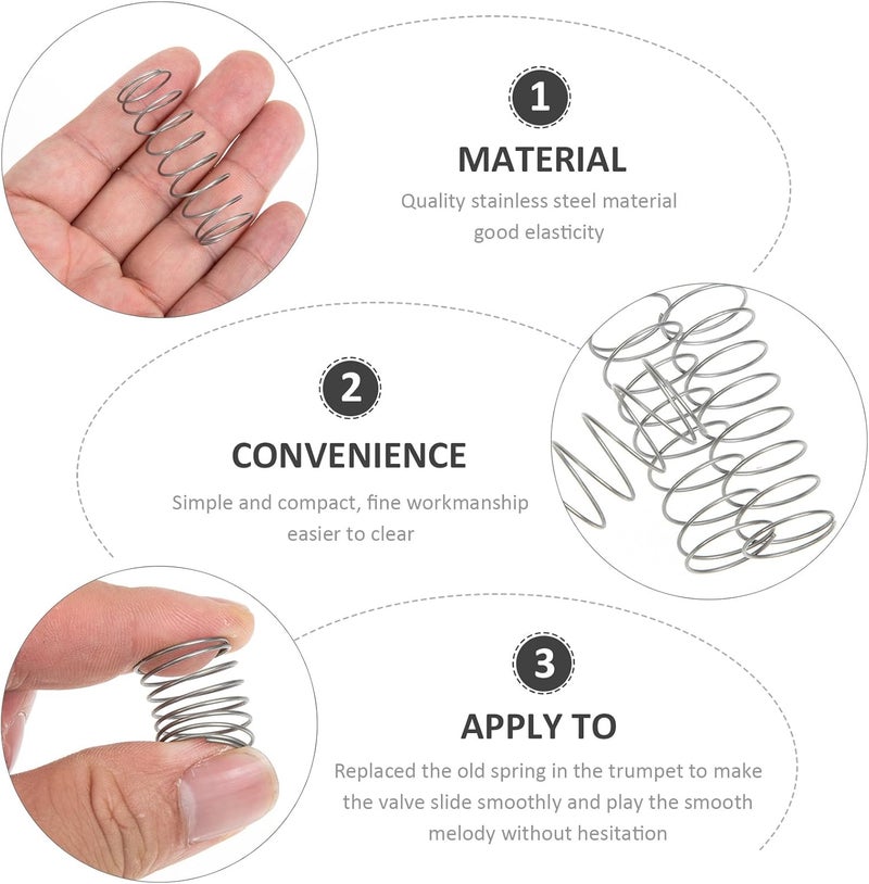 3pcs Trumpet Button Springs Replacement Valve Springs for Upper Bass and Baritone Trumpet Piston Valve Button Fittings Instrument Repair Kit - Image 5