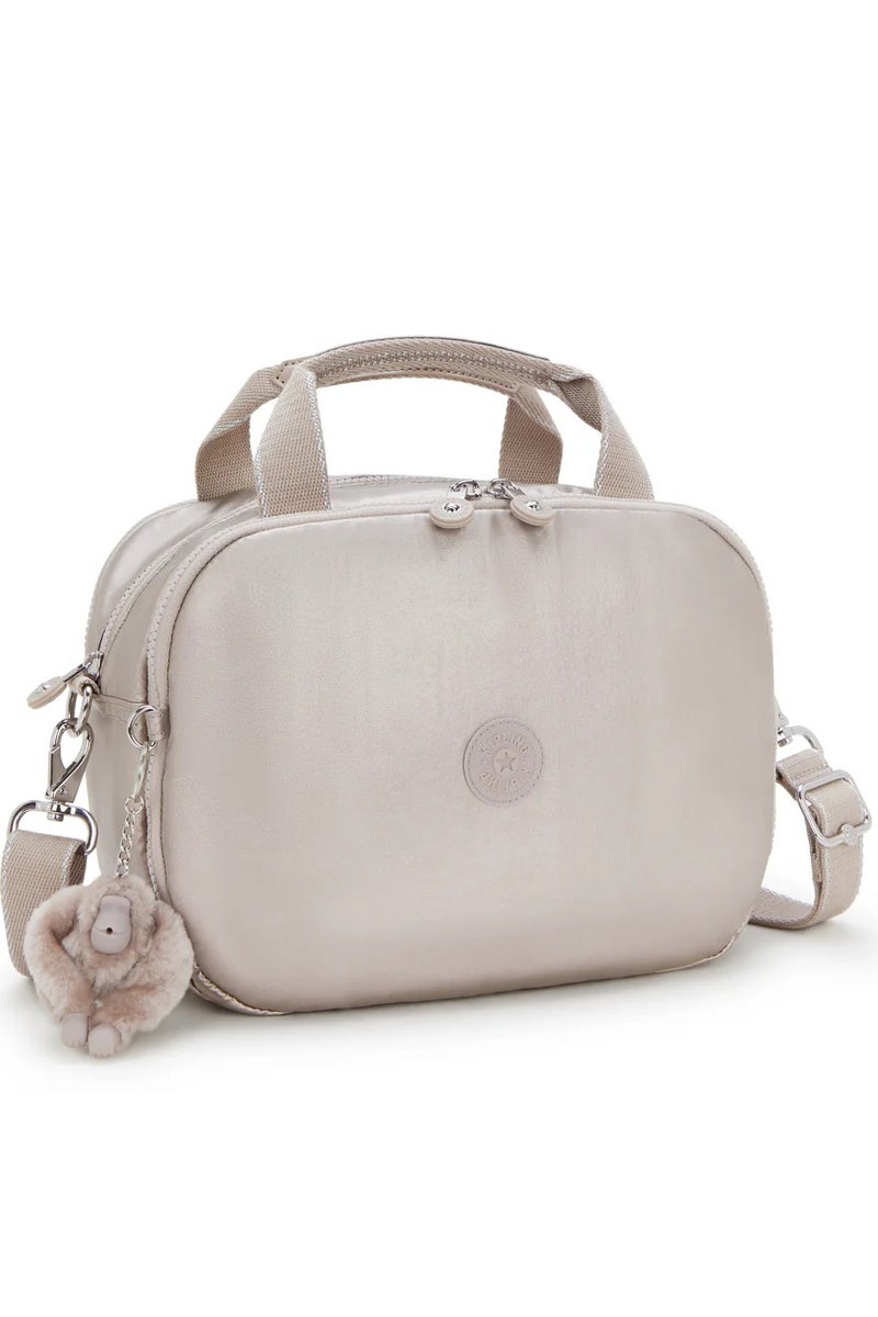 كيبلينغ حقيبة مستحضرات تجميل نسائية كبيرة بالم بيتش مع حزام عربة - لمعان معدني - Image 4