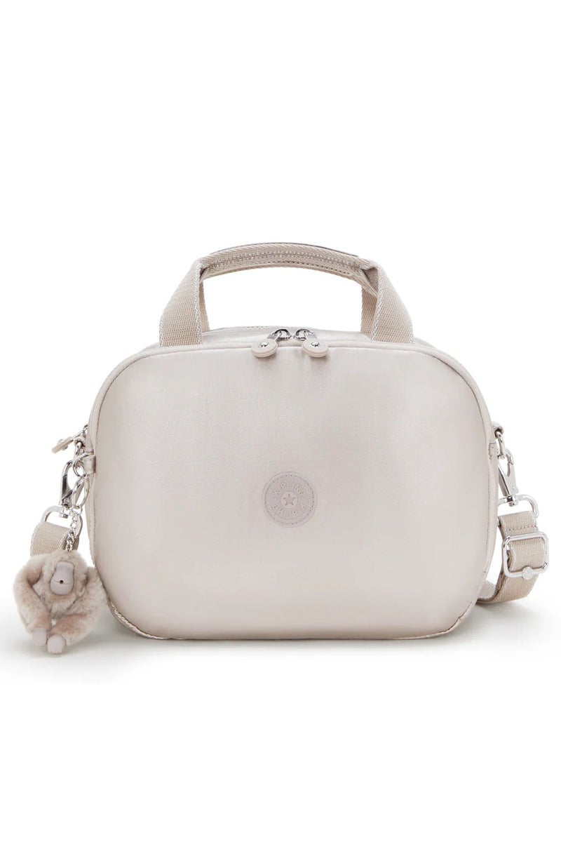 كيبلينغ حقيبة مستحضرات تجميل نسائية كبيرة بالم بيتش مع حزام عربة - لمعان معدني - Image 1