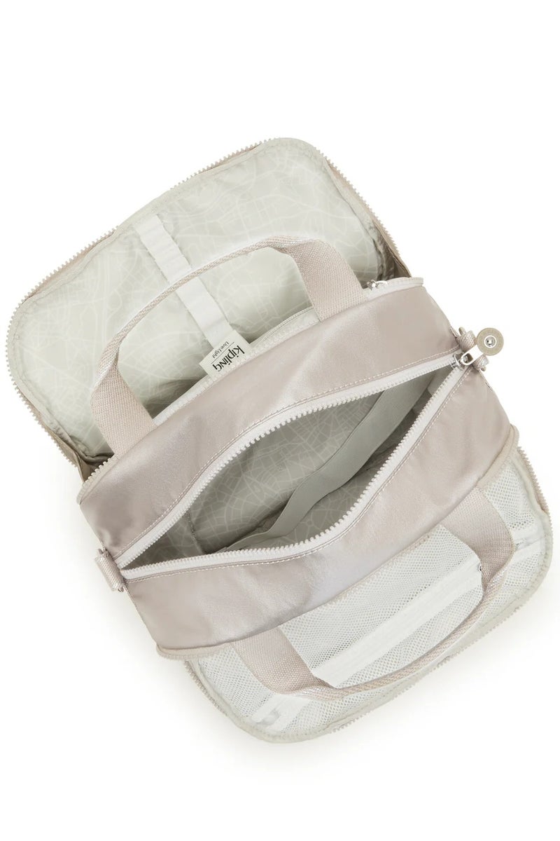 كيبلينغ حقيبة مستحضرات تجميل نسائية كبيرة بالم بيتش مع حزام عربة - لمعان معدني - Image 3