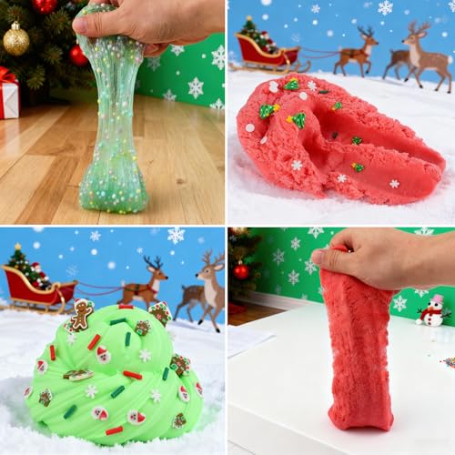 TITRITH Christmas Slime 6 Pack Set Stocking Stuffers for Kids Classroom Party Favors Xmas Gifts for Girls Boys 412 Sensory Stress Relief Toys Holiday Party Supplies Advent Calendar - Image 5