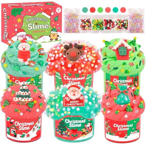 TITRITH Christmas Slime 6 Pack Set Stocking Stuffers for Kids Classroom Party Favors Xmas Gifts for Girls Boys 412 Sensory Stress Relief Toys Holiday Party Supplies Advent Calendar - Image 1
