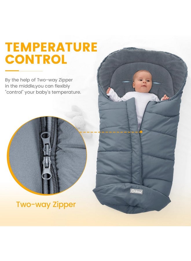 Orzbow Universal Footmuff for Stroller, Winter Warm Baby Stroller Bunting Bag, Waterproof Windproof Warm Polar Fleece Lined for Toddler Stroller Sleeping Bag, Grey - Image 2