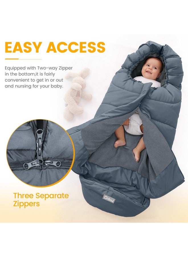 Orzbow Universal Footmuff for Stroller, Winter Warm Baby Stroller Bunting Bag, Waterproof Windproof Warm Polar Fleece Lined for Toddler Stroller Sleeping Bag, Grey - Image 3