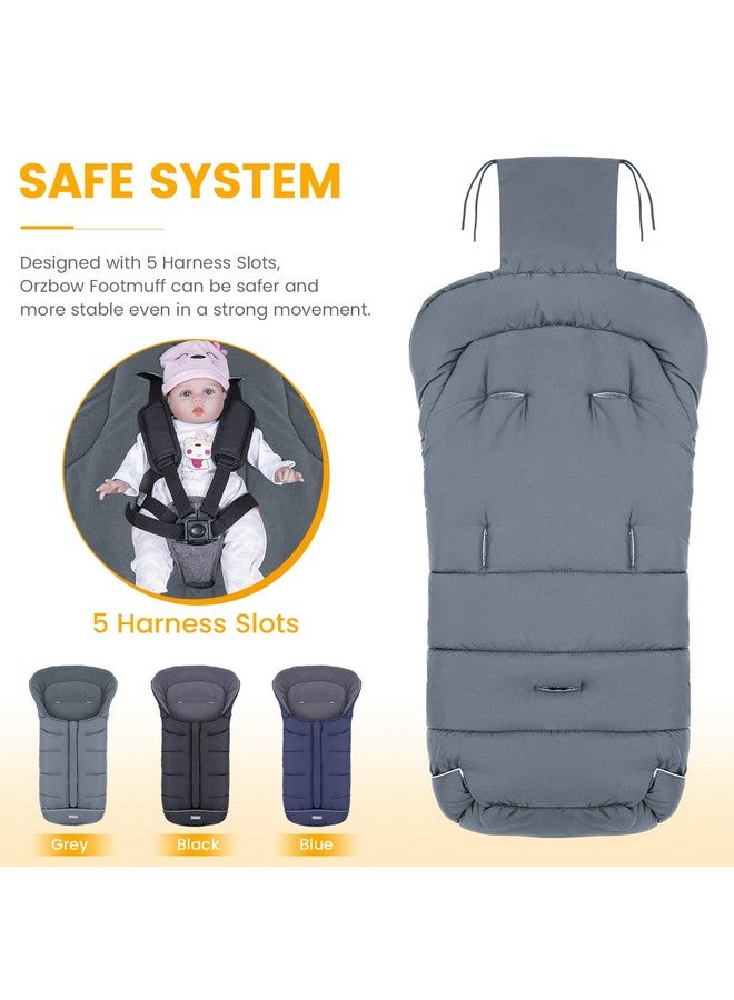 Orzbow Universal Footmuff for Stroller, Winter Warm Baby Stroller Bunting Bag, Waterproof Windproof Warm Polar Fleece Lined for Toddler Stroller Sleeping Bag, Grey - Image 4
