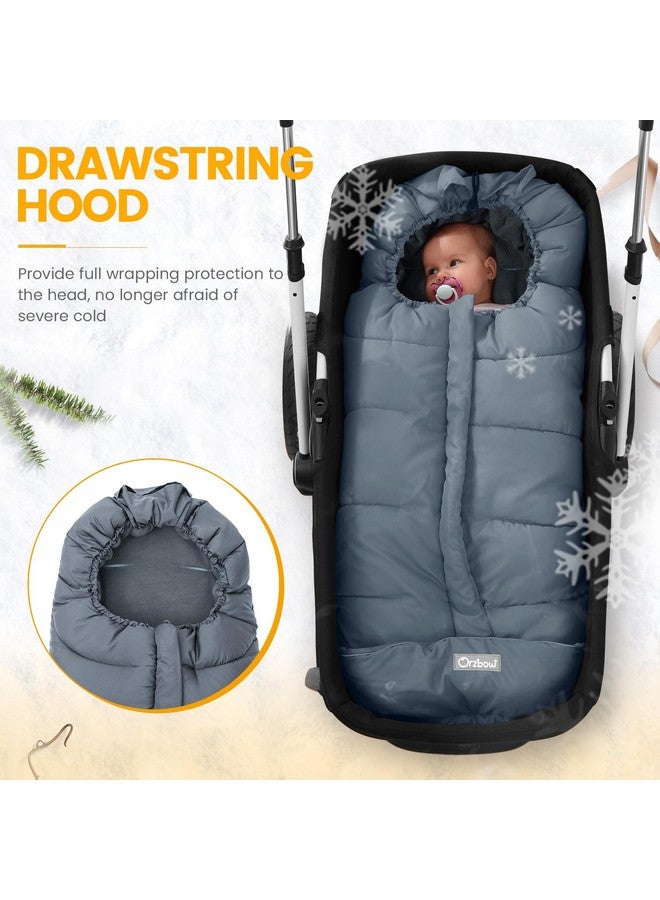 Orzbow Universal Footmuff for Stroller, Winter Warm Baby Stroller Bunting Bag, Waterproof Windproof Warm Polar Fleece Lined for Toddler Stroller Sleeping Bag, Grey - Image 1