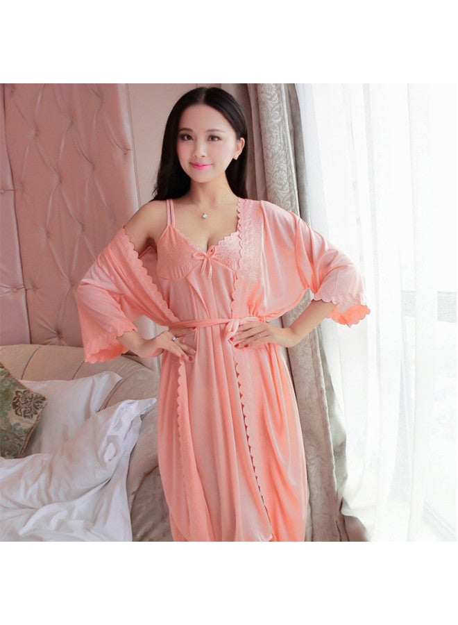 New Multi-color Summer Women's Chubby Girl Plus Large Size Ice Silk Two-piece Lace Home Clothes Sling Pajamas
