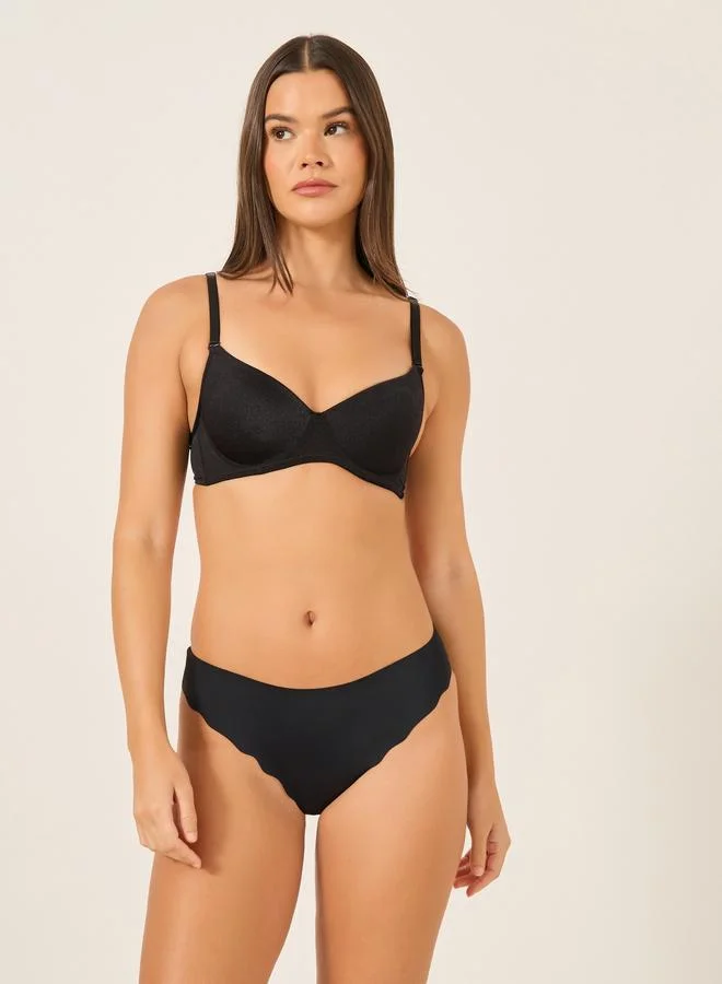 Take Two Take Two Solid Padded Wired Plunge Bra