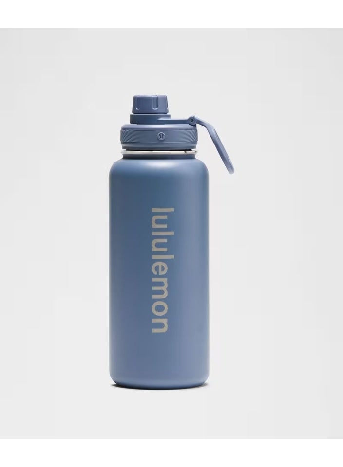 لولوليمون زجاجة مياه "Back to Life" من Lululemon باللون الأزرق؛ زجاجة مشروبات قابلة لإعادة الاستخدام مناسبة للنادي الرياضي، والأنشطة الرياضية، والسفر، والمكتب، والمدرسة، وللحفاظ على رطوبة الجسم يومياً. - Image 1