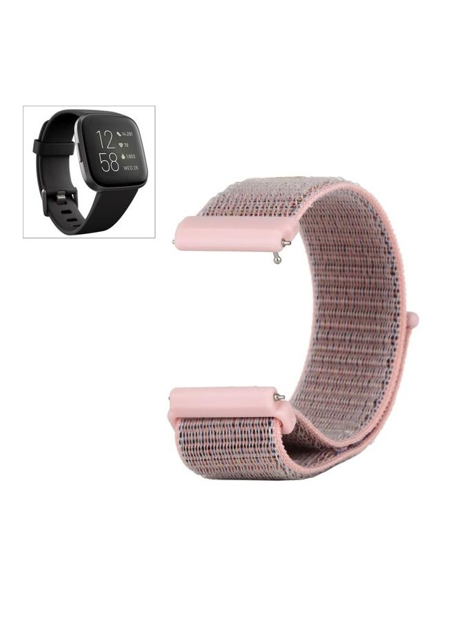 NIBEMINENT Nylon Watchband With Hook And Loop Fastener For Fitbit Versa/Versa 2 Pink - Image 1