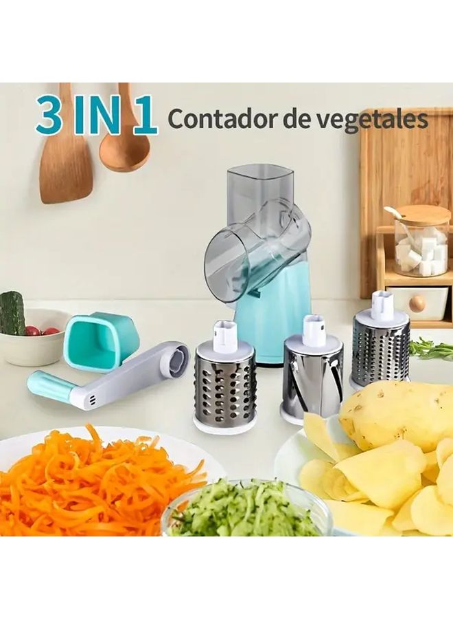 أخضر 3 في 1 مبشرة طعام يدوية متعددة الوظائف، قطاعة جبن وخضروات، قاطعة فواكه، أداة مطبخ - Image 2