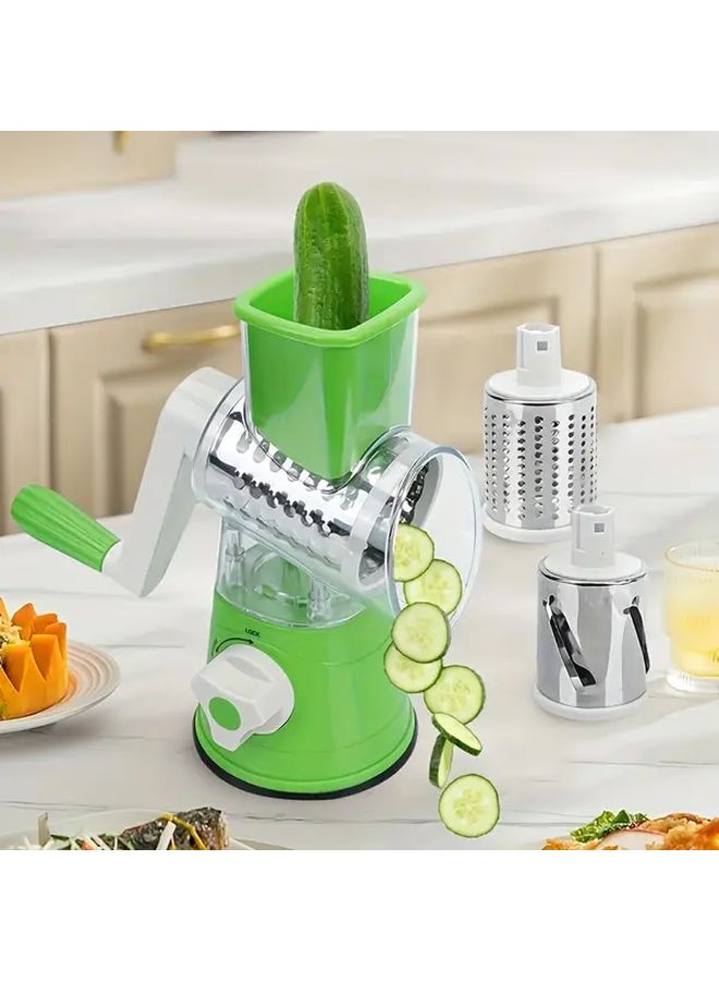 أخضر 3 في 1 مبشرة طعام يدوية متعددة الوظائف، قطاعة جبن وخضروات، قاطعة فواكه، أداة مطبخ - Image 4