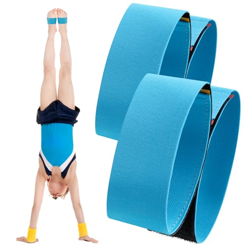 Shappy 2 Pairs Gymnastics Sticky Toes Tumbling Equipment, Cheer Coach Essentials, Back Handspring Helper for Stunt Coach, Athlete Adjustable Bands, Help Training Back Flip Tuck(Blue) - Image 1