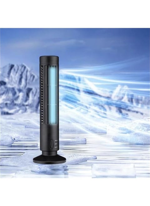 Bladeless Tower Fan, Air Conditioner - Portable Fan Conditioner With 2-Speeds Simulates Natural Wind, Low Noise, USB Port Cooler, Suitable for Home Office and Bedroom Use (Black)