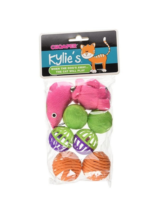 Chomper 8-Piece Kylie's Brites Mouse and Ball Toy Set for Cats Multicolour 1.7 x 12.7 x 25.4 cm IDC10064 - Image 1