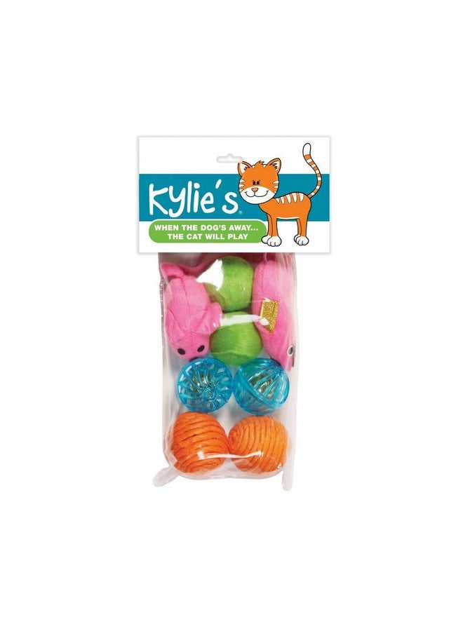 Chomper 8-Piece Kylie's Brites Mouse and Ball Toy Set for Cats Multicolour 1.7 x 12.7 x 25.4 cm IDC10064 - Image 2