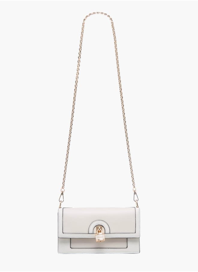 Celeste Womens Lock Detail Crossbody Bag With Button Closure And Chain Strap  - Image 2