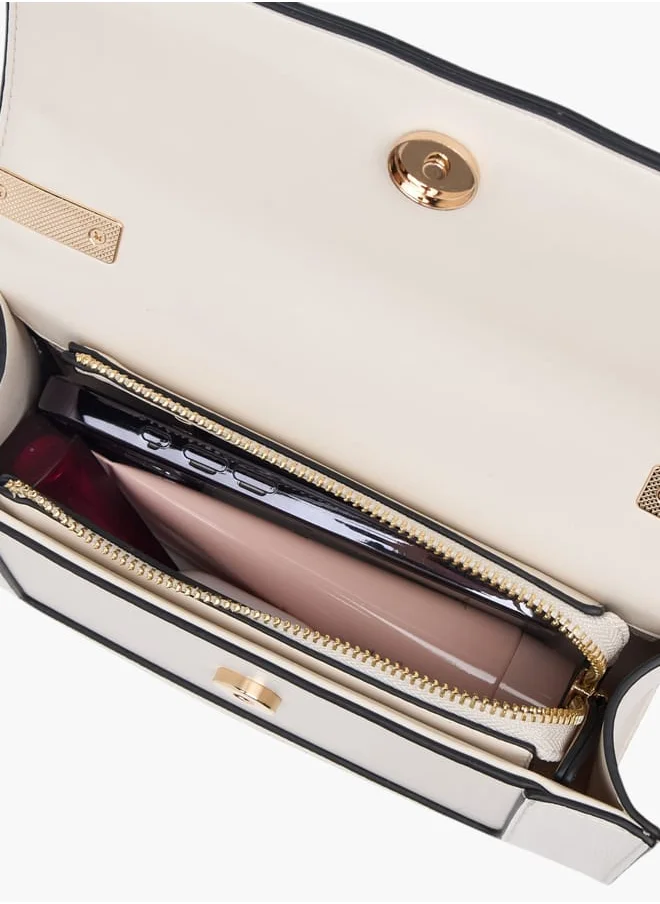 سيليست Womens Lock Detail Crossbody Bag With Button Closure And Chain Strap