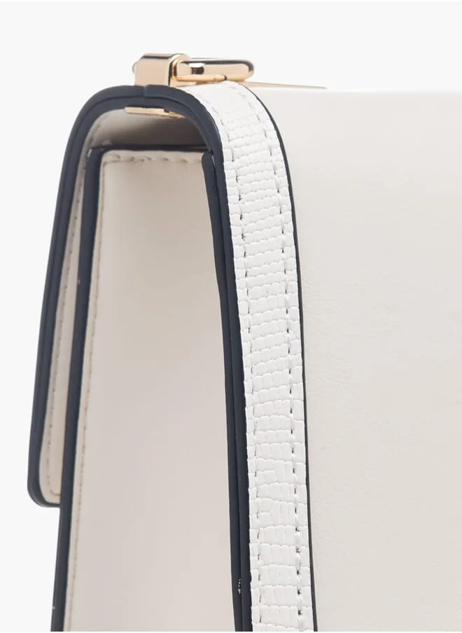 سيليست Womens Lock Detail Crossbody Bag With Button Closure And Chain Strap