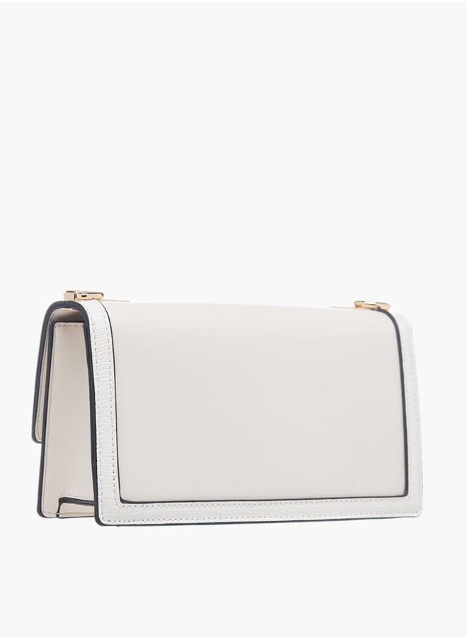 Celeste Womens Lock Detail Crossbody Bag With Button Closure And Chain Strap  - Image 3