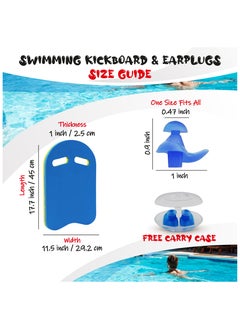 The BZ Company Bz Company Swimming Board Float Board Foam Board - Swim Kickboard Tool For Kids & Adults - Pool Beach Swimming Accessories Eva Foam Kick Board With Waterproof , Reusable, Silicone Ear Plugs  - Image 2