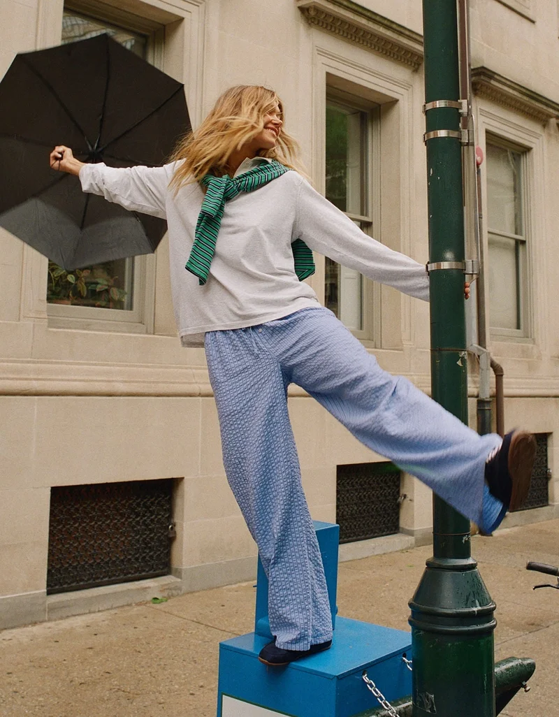 OVERSLEPT by Aerie Seersucker Trouser Pant