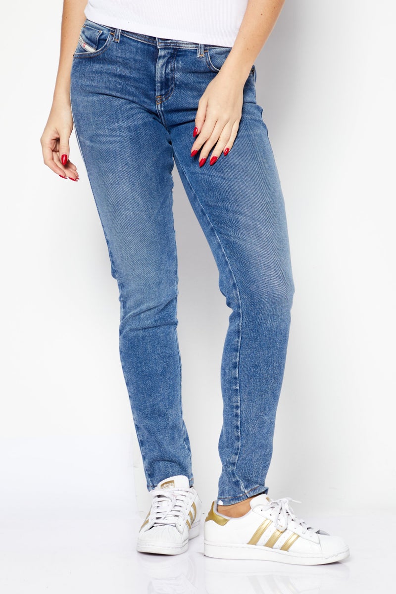 DIESEL جينز دنيم قابل للتمدد للنساء بتصميم عادي، أزرق - Image 1