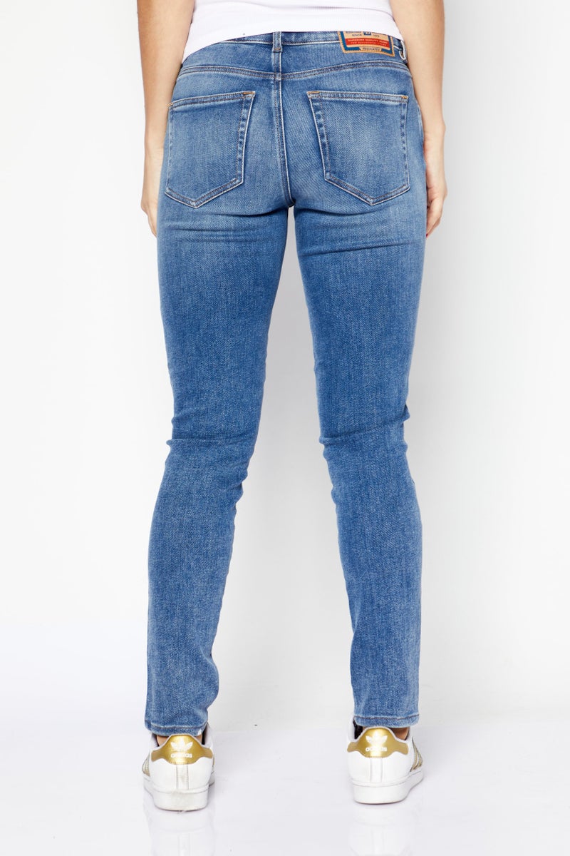 DIESEL جينز دنيم قابل للتمدد للنساء بتصميم عادي، أزرق - Image 4