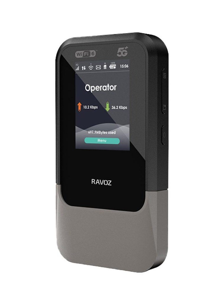 RAVOZ GoFi 5G+ Portable MiFi Router ,2.4GHz/5GHz ,Wi-Fi 6 High-Speed ,Upto 31 Devices (Grey/Black) - Image 4