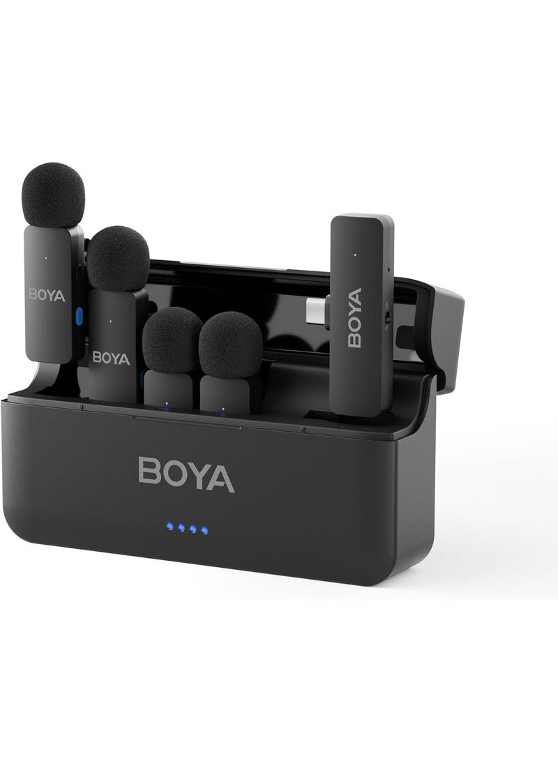 BOYA BY-V4U Wireless Lavalier Microphone 4-Channel for Type-C, Compatible with Android & USB-C Devices, Noise Cancellation, Gray - Image 1