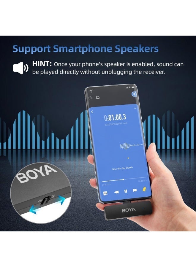 BOYA BY-V4U Wireless Lavalier Microphone 4-Channel for Type-C, Compatible with Android & USB-C Devices, Noise Cancellation, Gray - Image 3