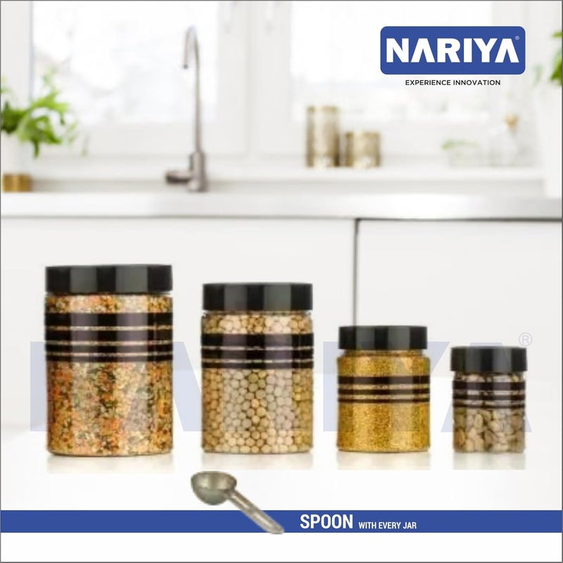 NARIYA AMAZING DESIGN OF GROCERY CONTAINER PRINTED BLACK CONTAINER WITH SPOON SETPACK OF 24 - Image 2
