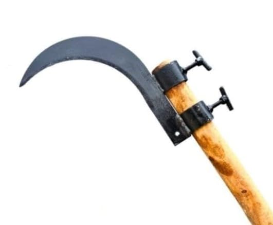 Well Set Heavy Duty Coconut Plucker Grass Sickle Cutter Head, Silver, Manganese Steel Blade, 20 cm Curved Blade, Adjustable Handle Clamps, Manual Operation, for Grass and Weeds - Image 4