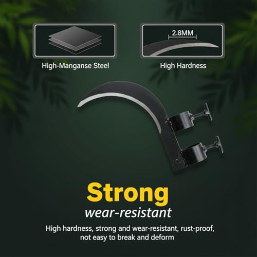 Well Set Heavy Duty Coconut Plucker Grass Sickle Cutter Head, Silver, Manganese Steel Blade, 20 cm Curved Blade, Adjustable Handle Clamps, Manual Operation, for Grass and Weeds - Image 3