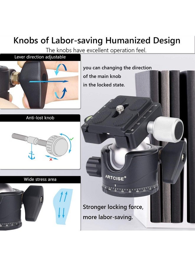 ARTCISE Low Profile Ball Head 36Mm Stability Panoramic Tripod Head 360 Rotating Professional Metal Ballhead With 1 4 Inch Qr Plate For Dslr Cameras Tripods Monopods Camcorder Slider Max Loading 33Lbs 15Kg - Image 5