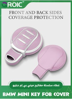 GROIC For BMW Mini Key Fob Cover with Keychain, Car Key Shell Case Compatible with BMW Mini Cooper S D SD F56 F55 F54 F57 F60 R55 R56 R57 R58 R59 R60 Smart Key Fob Holder Protector (Purple)  - Image 5