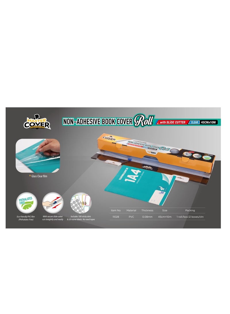 TOPTEAM Self-Adhesive Book Cover roll with slide cutter clear - Image 2
