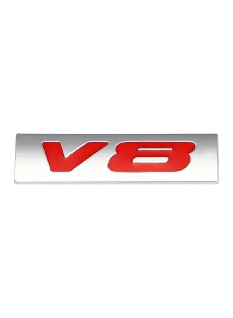 SOLDOUT Car Styling 3D Logo Metal Zinc Alloy Sticker Badge Body Rear Trunk Adhesive Decal Emblem (V8 - Silver BG with Red Font) - Image 1